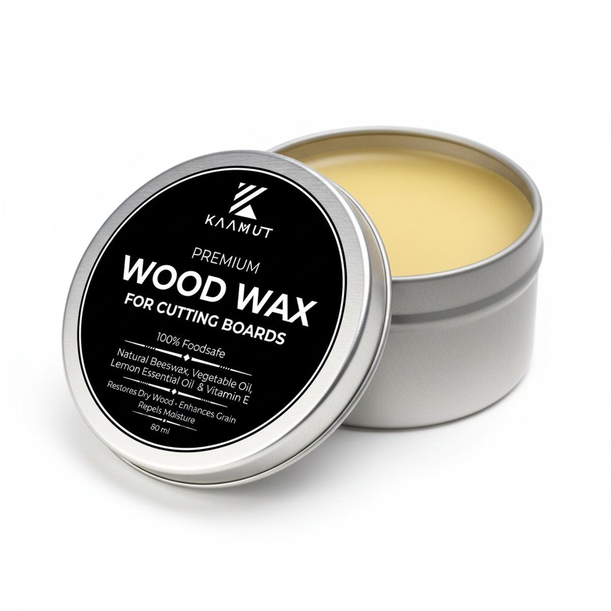 KAAMUT® Premium Houtwax voor Snijplanken – 100% Natuurlijk & Voedselveilig – Beschermend & Herstellend – 80 ml