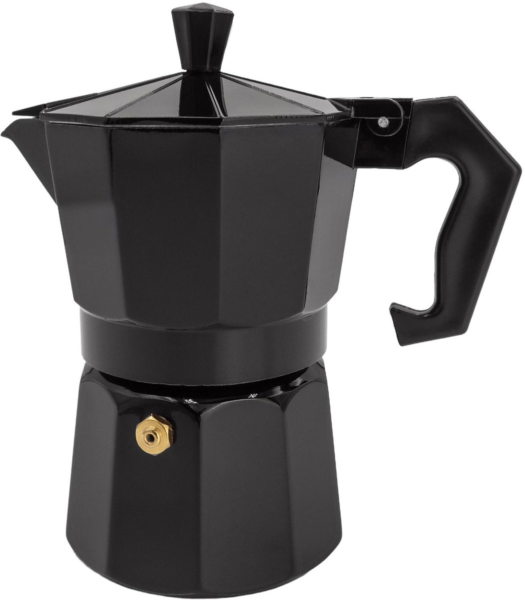 Intirilife Espressomaker aluminium - zwart - 3 kopjes mokkap