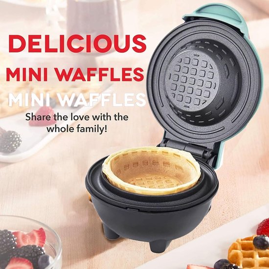 Wafelijzer - Mini Waffle Machine - Voor Zelfgemaakte Wafelkommen, Tortilla Bowls en Desserts - 350W - 220V - Compact Keukenapparaat — afbeelding 3