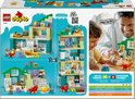 Arrière de la boîte du LEGO Duplo Maison familiale moderne 3-en-1, avec des variantes de jeu.