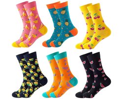 Grappige Sokken - Classic Mix 6 Paar - Leuke Huissokken - One-Size - Dames en Herensokken - Happy Colorful Socks - Trendy Nu - Sokken - Sokken Heren - Sokken Dames - Halfhoge sokken