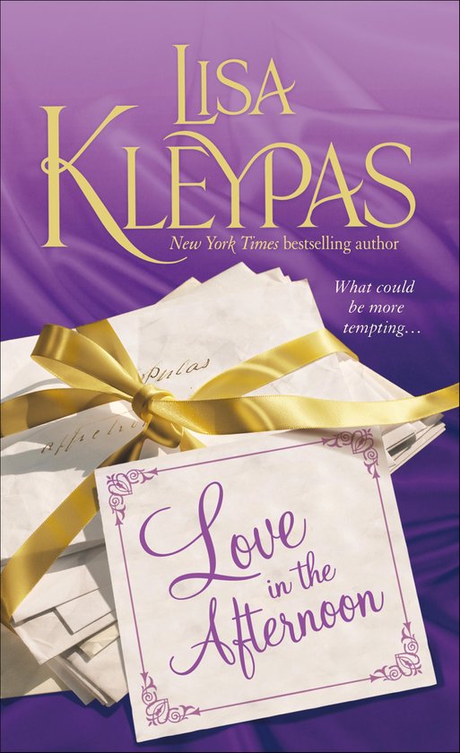Couverture du livre : Lisa KleyPas, Love in the Afternoon, sur tissu violet avec des lettres et un ruban doré.