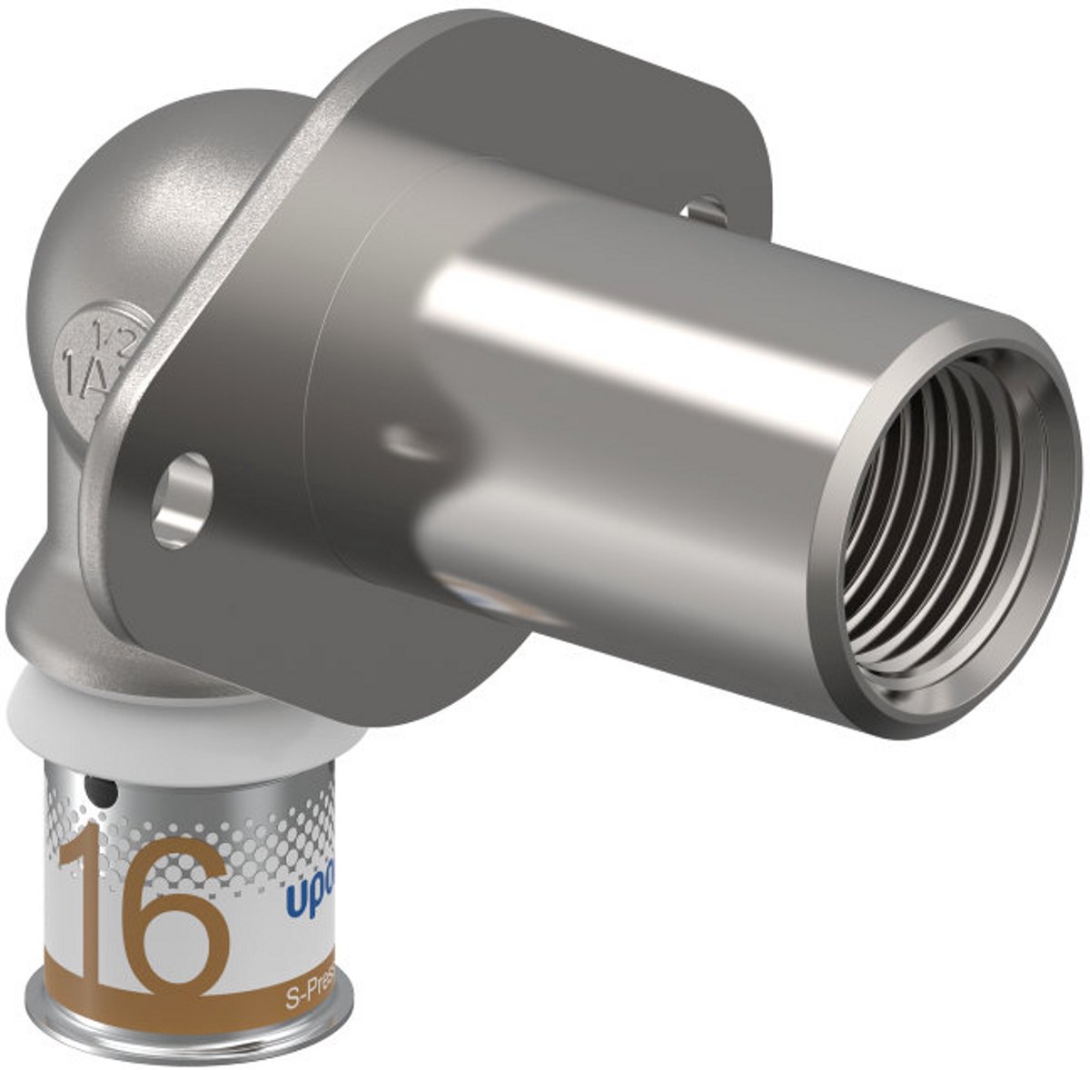 Uponor S-Press Plus muurplaat wanddoorvoer - pers x binnendraad - 16mm x 1/2 - Smart Aqua - Kiwa