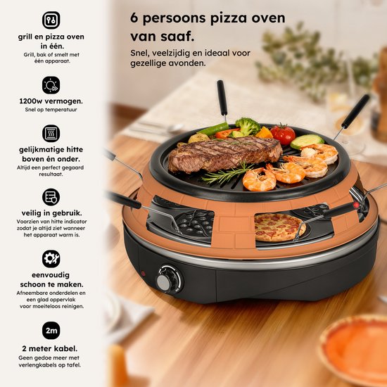 Pizza Oven - Grill en Pizzaoven in Eén - Pizza Gourmet - Pizzaoven - Gourmetstel - Gourmet - Tot 300°C - Extra lange 2 meter Kabel - Grillplaat - Saaf — afbeelding 2