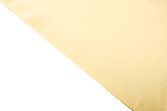 Lichtgele katoenen t-shirt met dubbele stiksels langs de zoom.