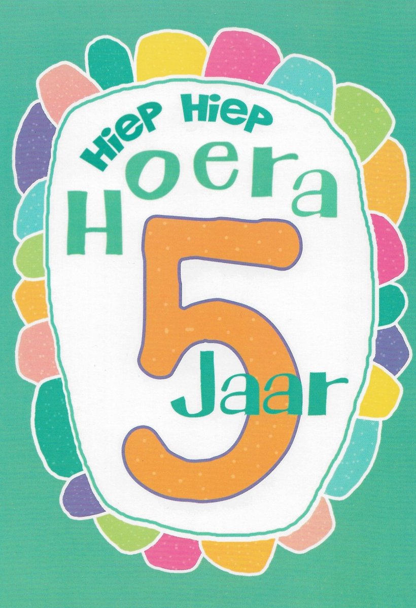 Verjaardagskaart 5 Jaar - Wenskaart Verjaardag - Kaart 5 Jaar