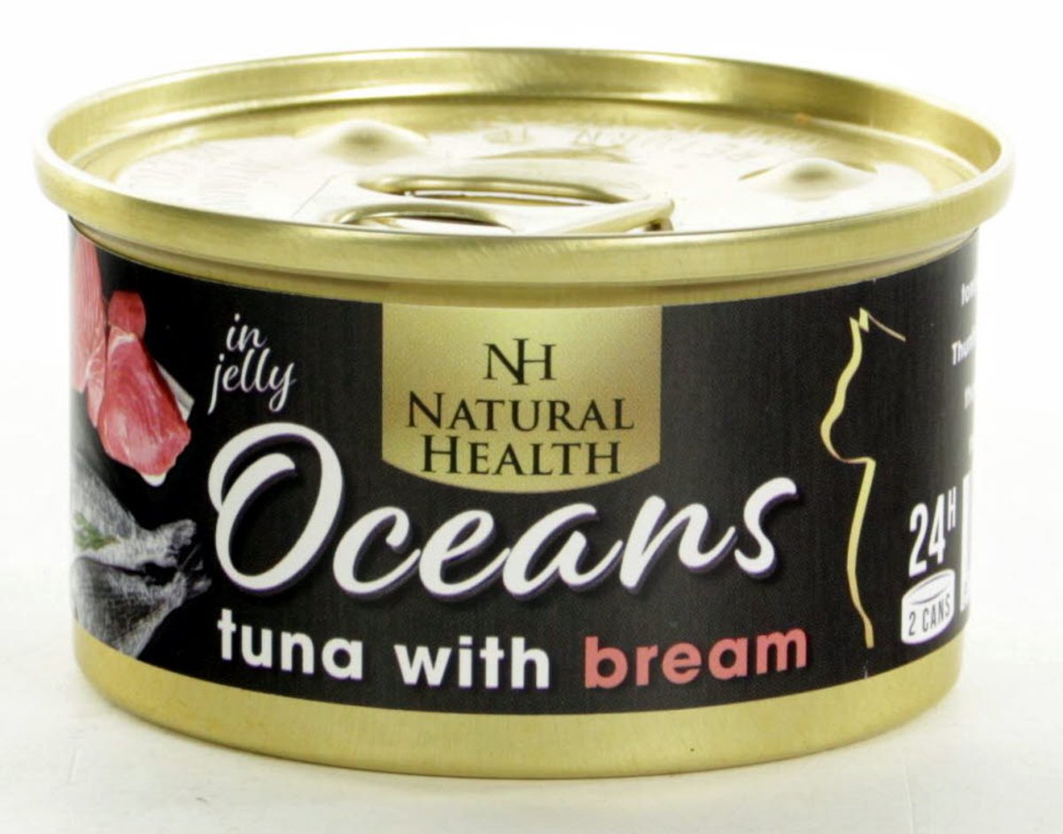 Natural Health Cat Oceans Tuna & Bream Multipack 24 X 85 Gram + Gratis Schuurman Snack