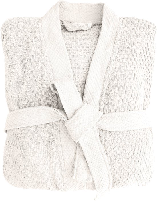 Heckettlane Badjas Katoen Grant - White - Maat S - Badjas 100% Katoen - Badjas / Kamerjas Dames - Badjas / Kamerjas Heren
