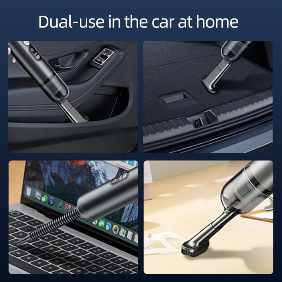 Draadloze Draagbare Handstofzuiger Mini 10000Pa Zwart - afbeelding 2