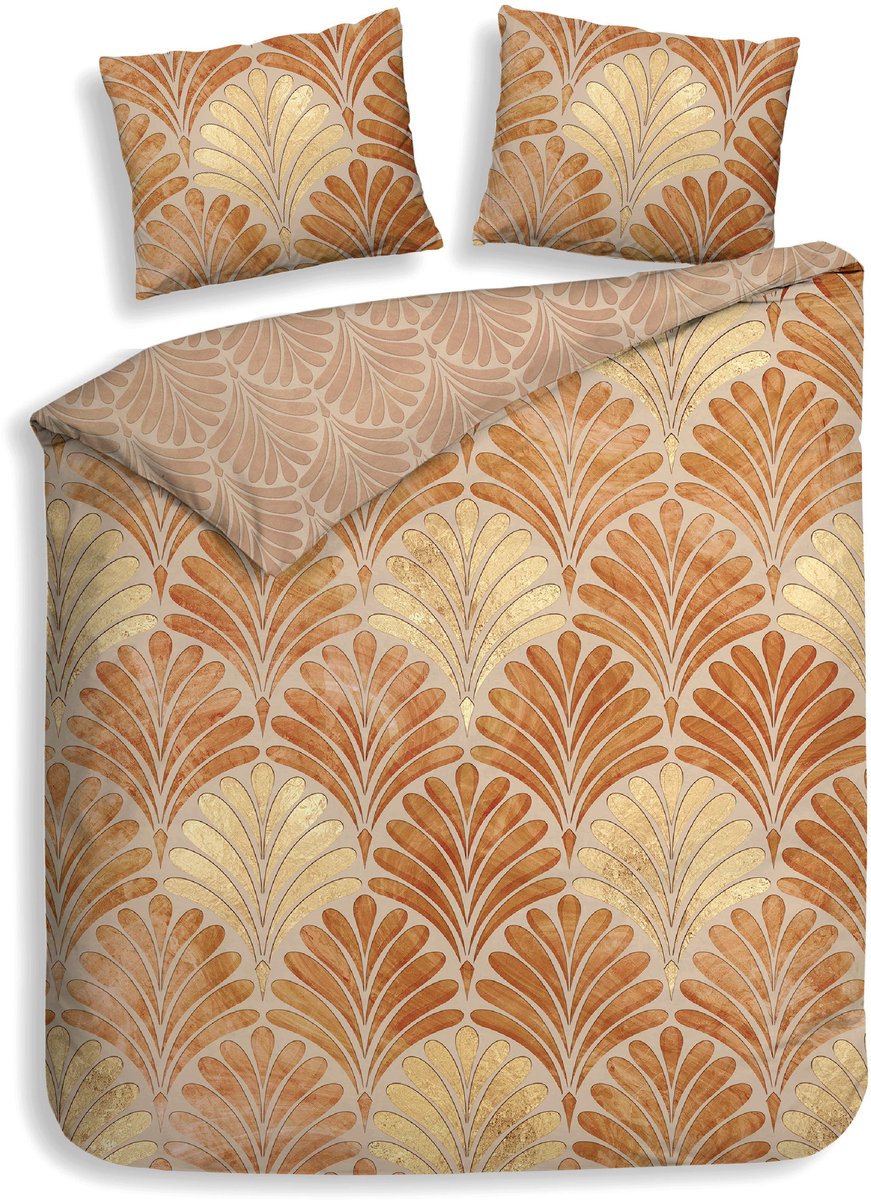 Heckettlane Dekbedovertrek Elif - Dekbed met instopstrook - Oranje - 100% Katoen-Satijn - Abstract - 240x220 + 2 slopen 60/70 cm - Alaçati