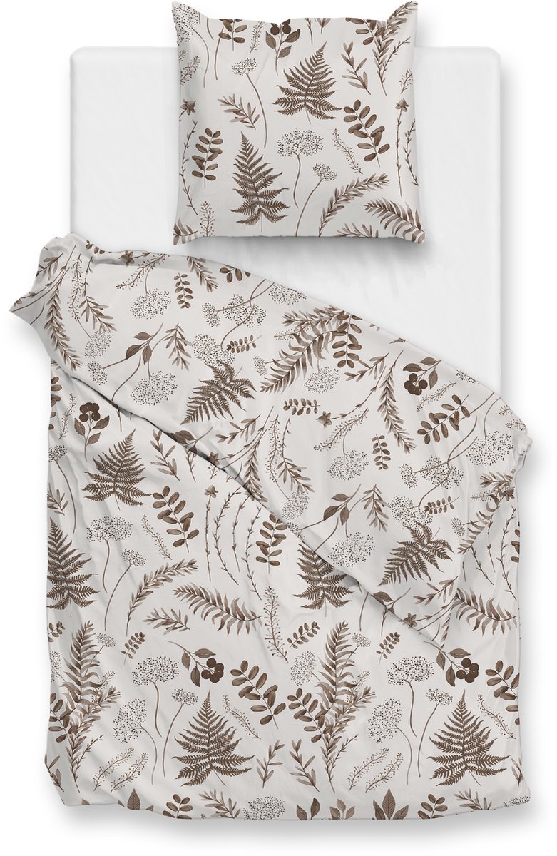 Zohome Dekbedovertrek Autunno - Bedlinnen met Bladeren print - Natural - Dekbedhoes van 100% Katoen-Flanel, foto 2