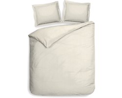 Heckettlane Dekbedovertrek Banda - Bedlinnen met Strepen - 200x200-220 cm - Tweepersoons - Off-White - Dekbedovertrek van 100% Katoen-Satijn