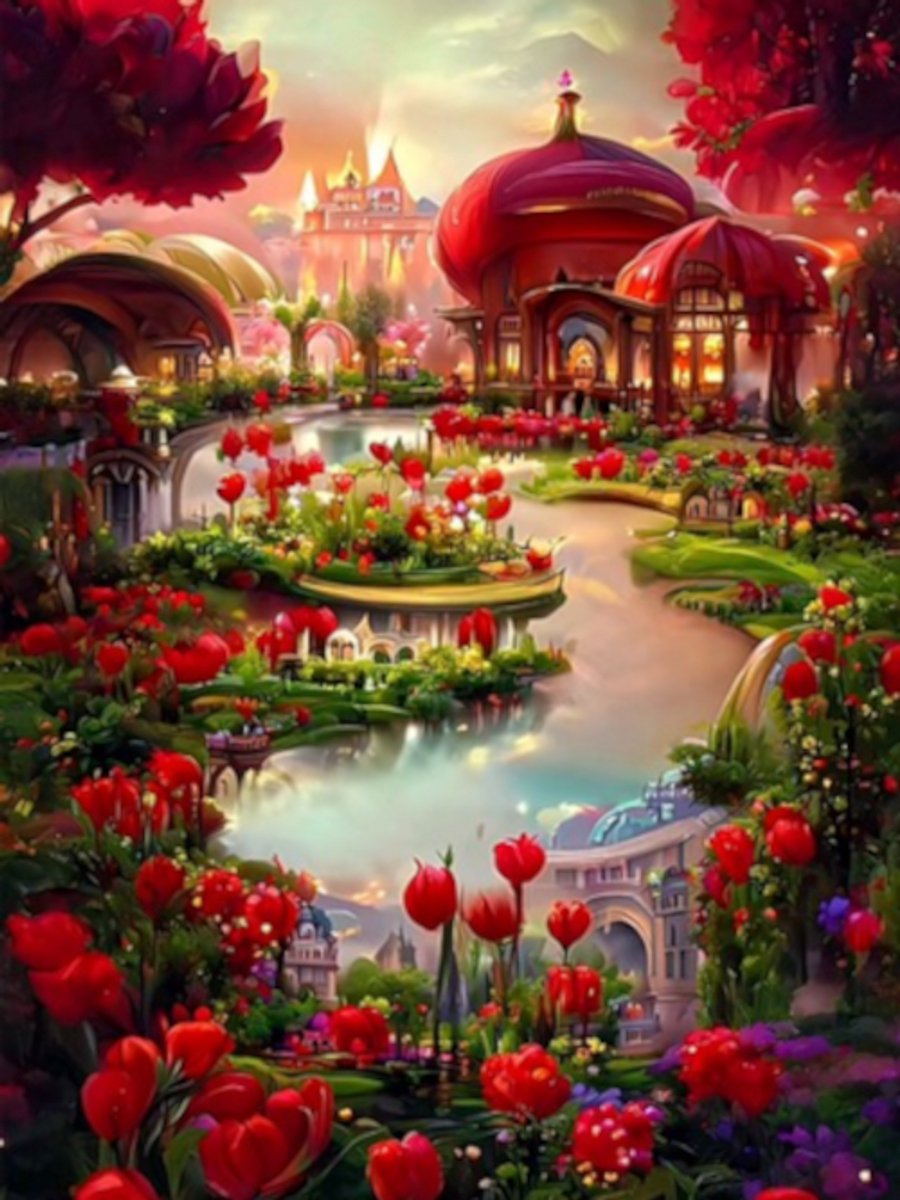 Diamond painting Fantasie tuin 30x40cm vierkante steentjes