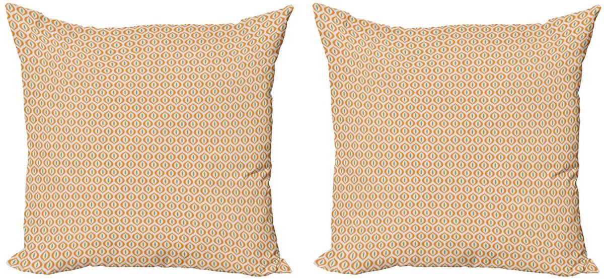ABAKUHAUS Geometrische Kussenhoezen – 2x60x60 – Dubbelzijdig Oranje