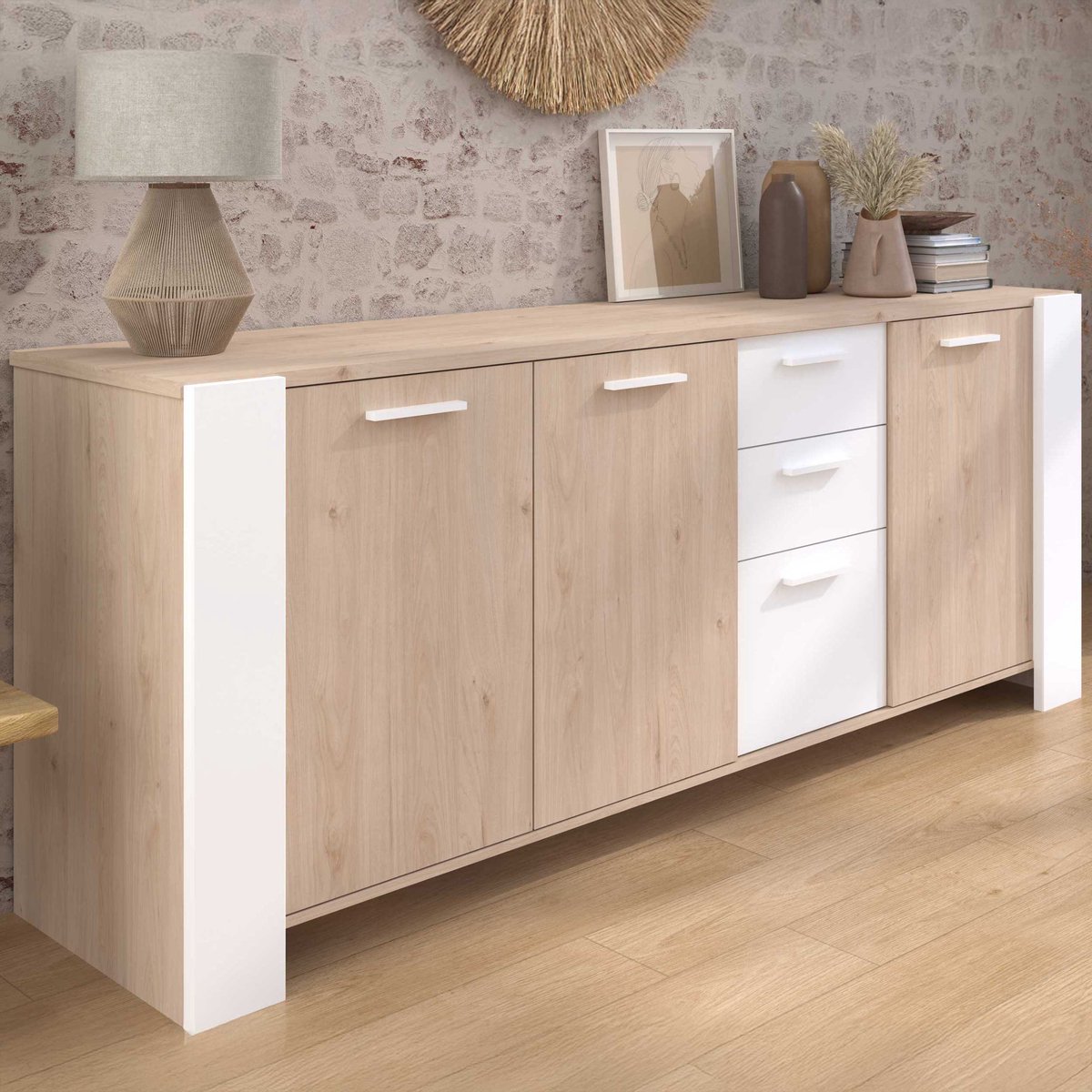 Dressoir London | 219,8 X 52 X 86,5 Cm | Eik/wit