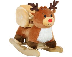 Aiyaplay Kids Rocking Horse-Polyester, Staal-65L x 35B x 59H cm-Bruin