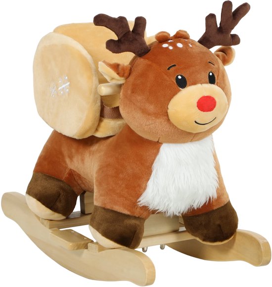 Aiyaplay Kids Rocking Horse-Polyester, Staal-65L x 35B x 59H cm-Bruin