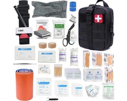 Noodpakket-EHBO-EHBO kit- 156 stuks - Noodpakket oorlog-EHBO-doos voor thuis- buiten- reizen- kamperen- varen-wandelen-multifunctionele draagbare bergsportkit -Zwart.