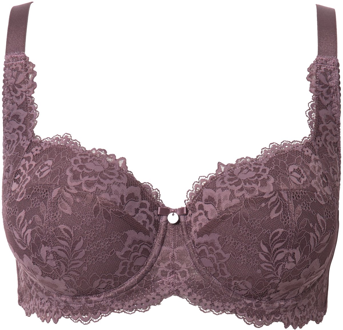 Ulla Popken Dames - Beugelbeha zachte cups balconette-beha kant - Aarde
