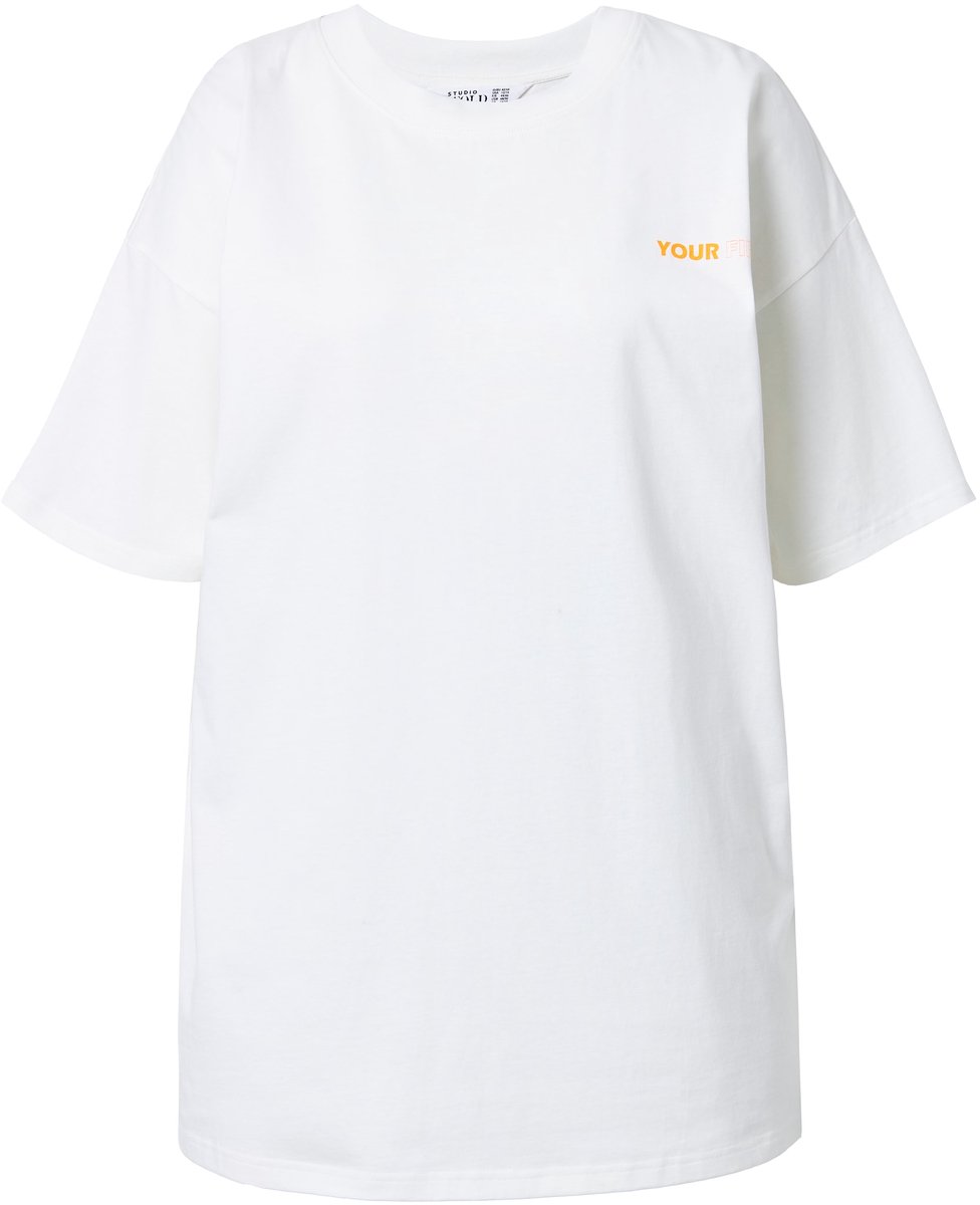 Studio Untold - Dames - T-shirt oversized neonprint op de rug - Off-white - Maat 50+