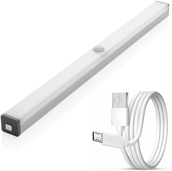 Heuts Goods - Nachtlampje met bewegingssensor - Wandlamp - Wandlamp Binnen - USB Oplaadbaar - Magnetische Montage - LED Licht - Inclusief Oplaadkabel - Warm Wit Licht - 21CM van Merkloos — afbeelding 2