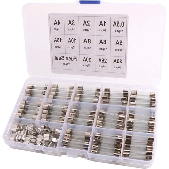 Cosensi - Auto glazen buiszekeringen 6 x 30 mm - Set van 130 stuks | bol