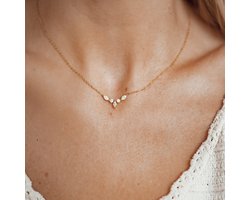 Hey Happiness Zirconia Kroon Ketting Dames - Luxe Ketting met Kroon Hanger - 925 Sterling Zilver 18K Goud Verguld - Verstelbaar - Cadeau Voor Vrouw - Goud