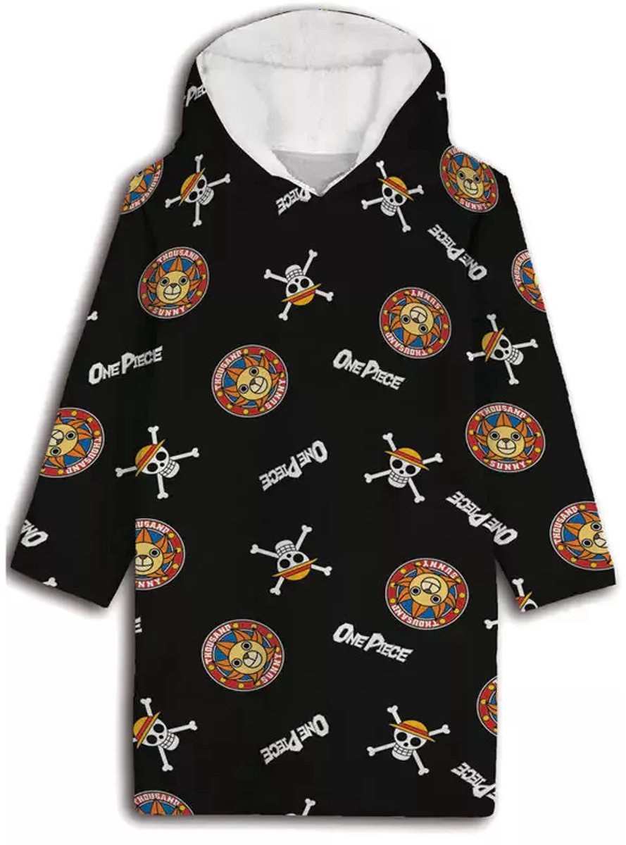 One Piece Hoodie Fleece deken Zwart, 7 - 14 jaar