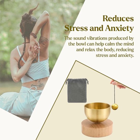 Mini messing klankschaalset - met messing bel - handgemaakte kleine Tibetaanse klankschaal - met kussen - 3-in-1 meditatietool voor geluidstherapie - aromatherapie en mindfulness voor yoga, ontspanning en stressverlichting - Mooie cadeaus van Merkloos — afbeelding 4