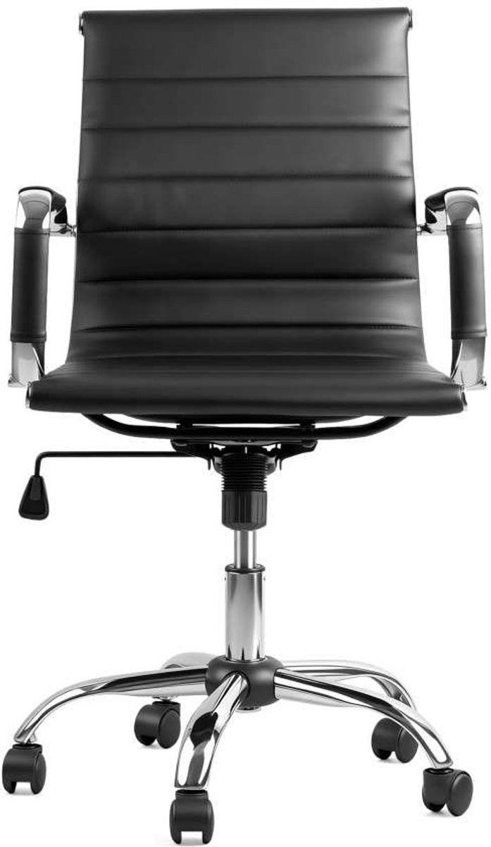 Feel Furniture - Luxe Bureaustoel - Lage Rugleuning - Zwart met Zilveren Frame