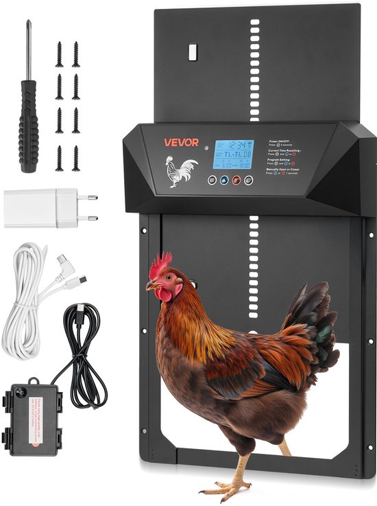 Automatische Hühnerklappe Solar mit Wasserdicht LCD