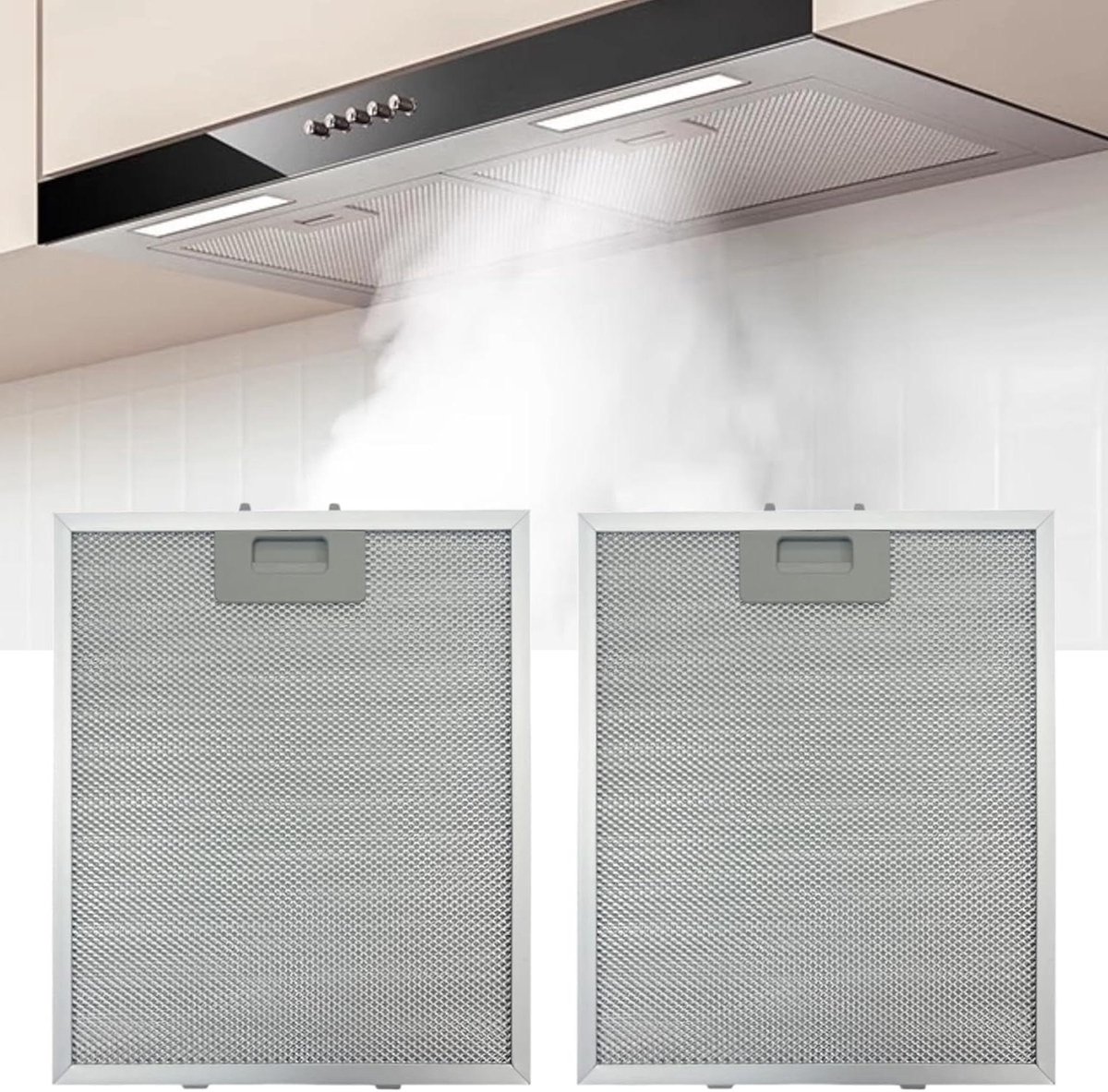 Cosensi - Metalen vetfilter, universele pasvorm, afzuigventilatorfilters (2 stuks, 320x260mm)