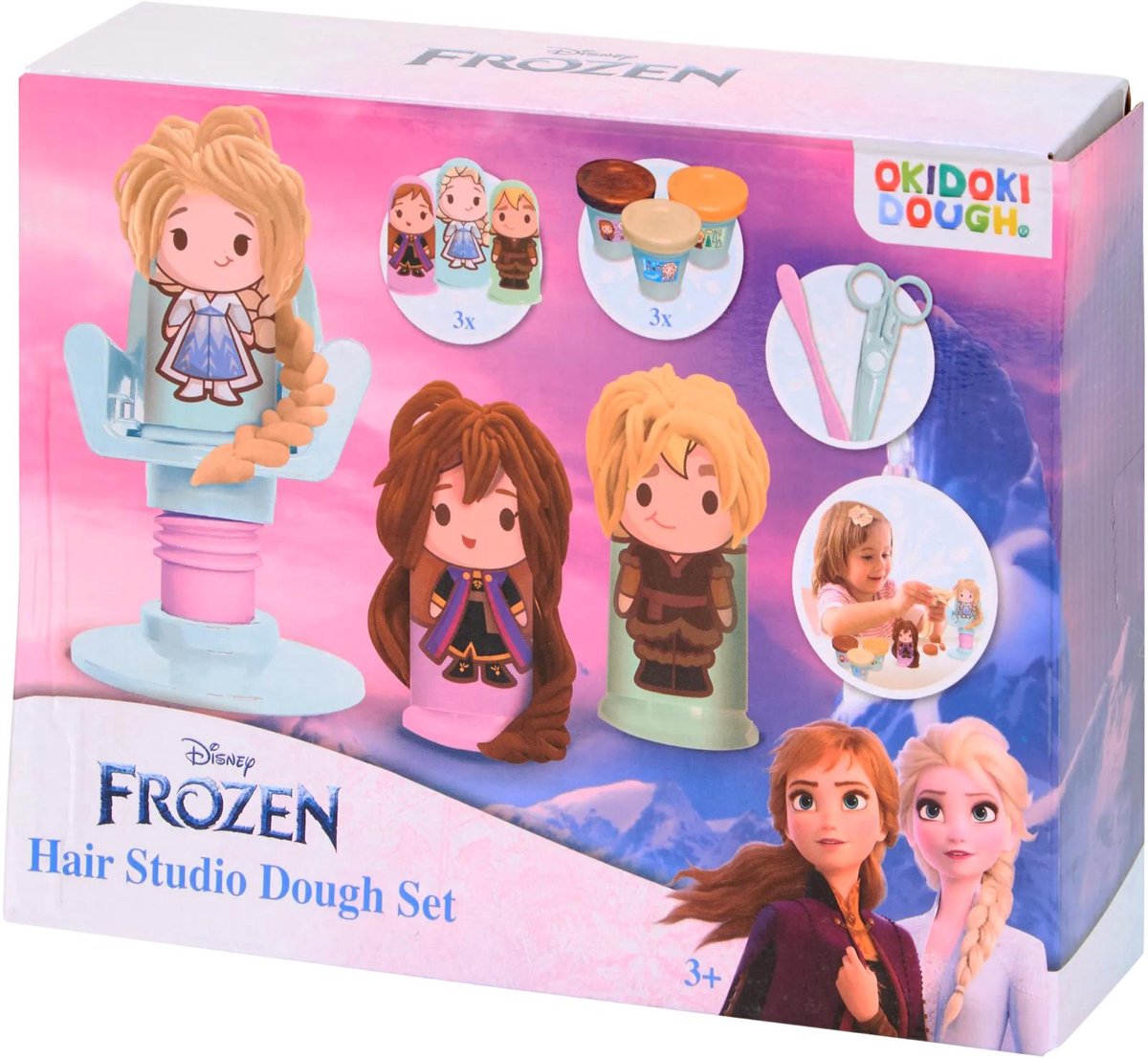 Frozen Klei Set – IJskristal Kappers Editie Limited Edition – Creatieve Kapsalon Met Haartool – Inclusief Kapsalonstoel, Stickers, Schaar, Mes, Persgereedschap, Zakjes Klei en Potjes Klei Voor Magisch Speelplezier Voor Kinderen Dagelijks