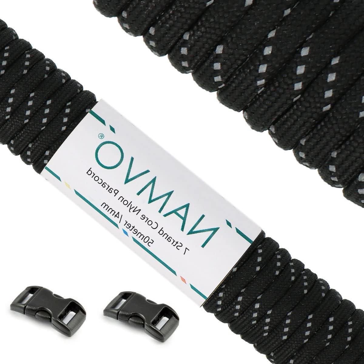 Cosensi - Reflecterend Paracord 550 7 Strengen - 50 Meter - Zwart - Outdoor Camping Survival Crafting