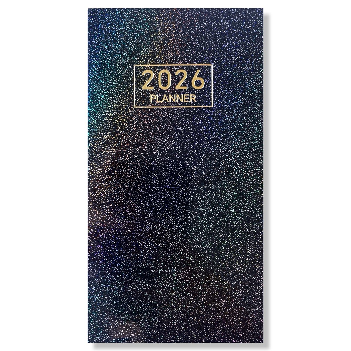 2026 Pocket Agenda - Weekagenda 7D/2P - Softcover Glitter Zwart - 9,5x17,3cm