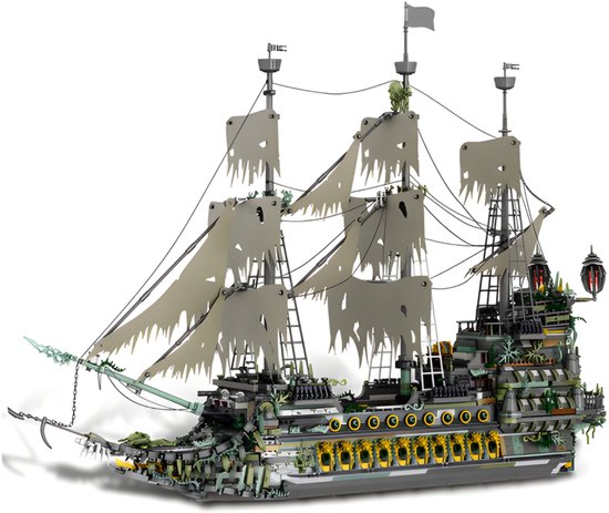 Reobrix 66037 Flying Dutchman Mega XL Ship of the Pirates bouwset | Black Pearl destroyer | Caribbean Adventure Modelbouw | Creator piratenschip speelgoed boot bouwpakketten voor volwassenen | DIY piraten boot geschikt voor Lego | Bouwdoos 5865 bloks