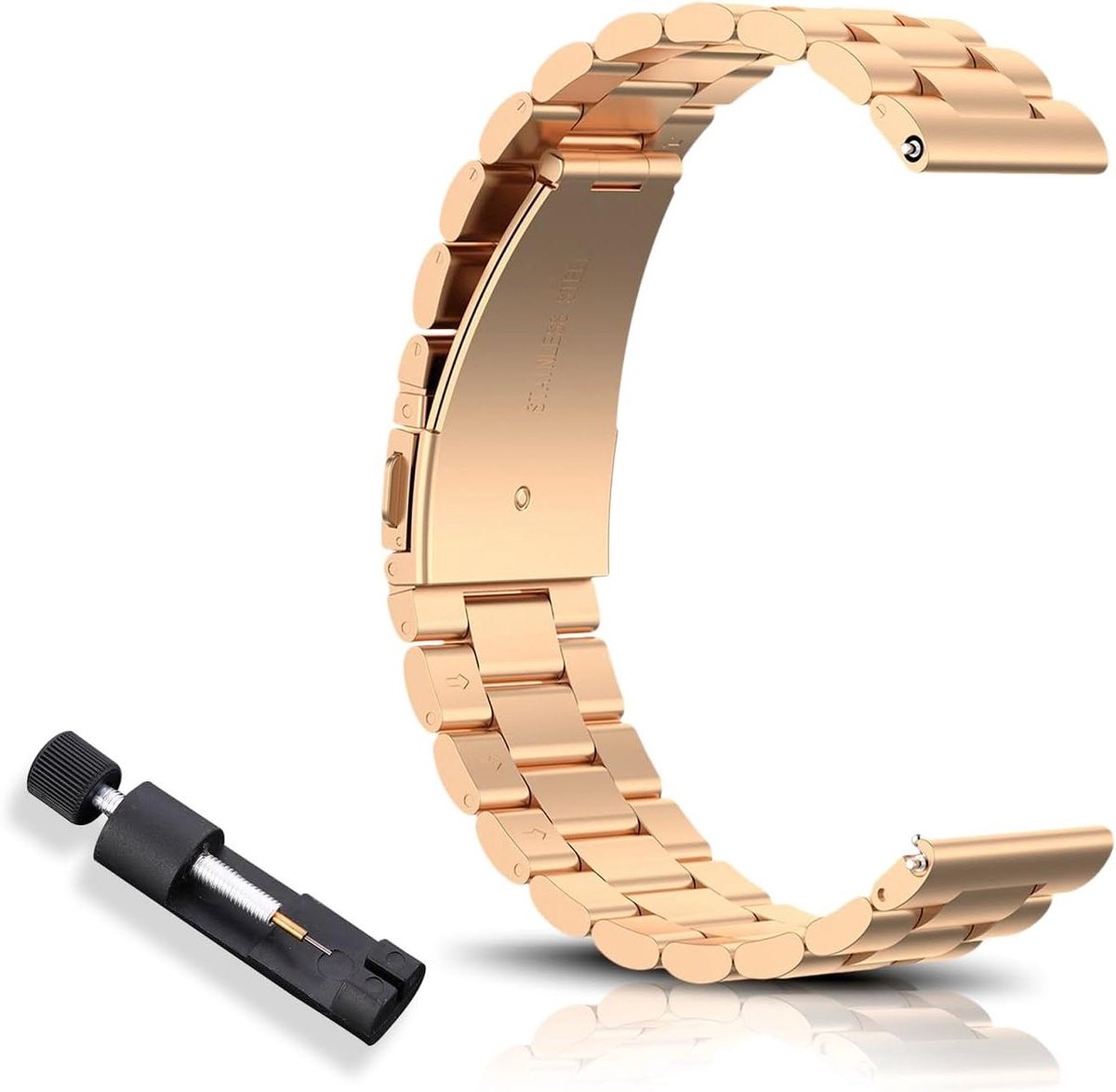 Cosensi - Metalen reservearmband voor hoornbreedte van 16 mm, 18 mm, 20 mm, 22 mm - Snelsluiting - Roestvrij stalen armband - Prachtig gepolijst - Dames en heren - Roségoud - Stijlvol accessoire - Horlogeband vervanging - Modieus design
