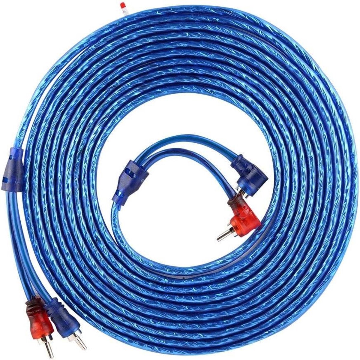 5 Meter RCA Audio Interconnect Kabel - Auto - Blauw - Transparant - Ultra Flexibel