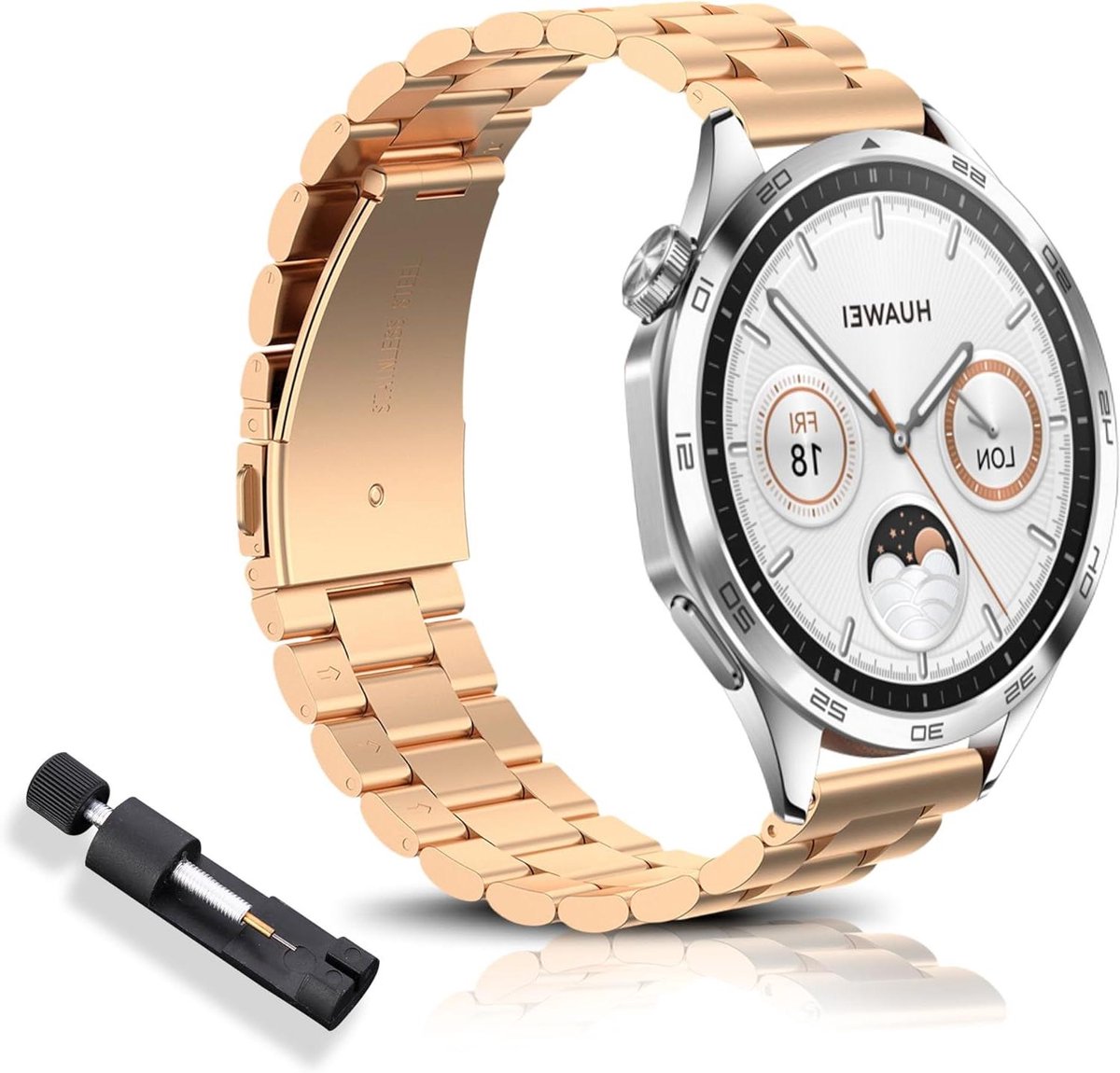 Cosensi - Vervangende armband voor smartwatches, compatibel met verschillende modellen, gepolijst roestvrijstalen horlogebandje, 22 mm.