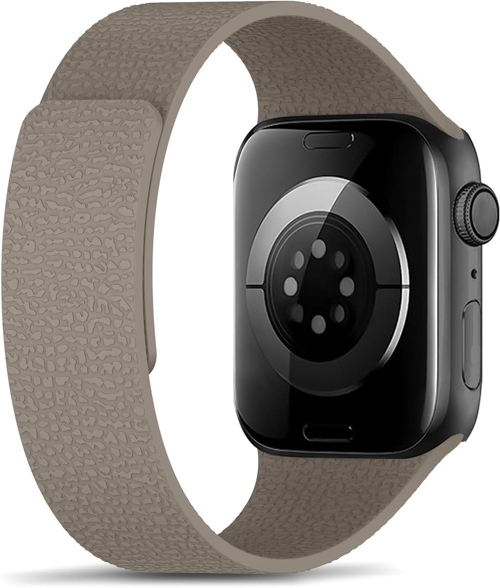 Cosensi - Magnetische siliconen reservearmband voor Apple Watch Series 10, 9, 8, 7, 6, 5, 4, SE, 3, 2, 1 - Steen, 42-49 mm
