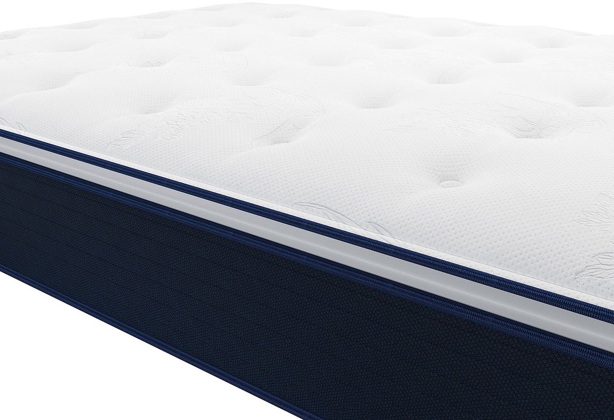 Vente-unique Set 90 x 190 cm bedbodem met opbergruimte, wit + matras met pocketveren met ingebouwd dekmatras van 24 cm dik - ALTIER van YSMÉE