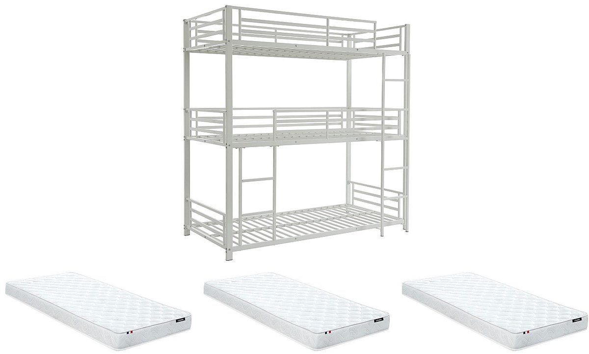 Vente-unique Stapelbed metaal wit 90 x 190 cm