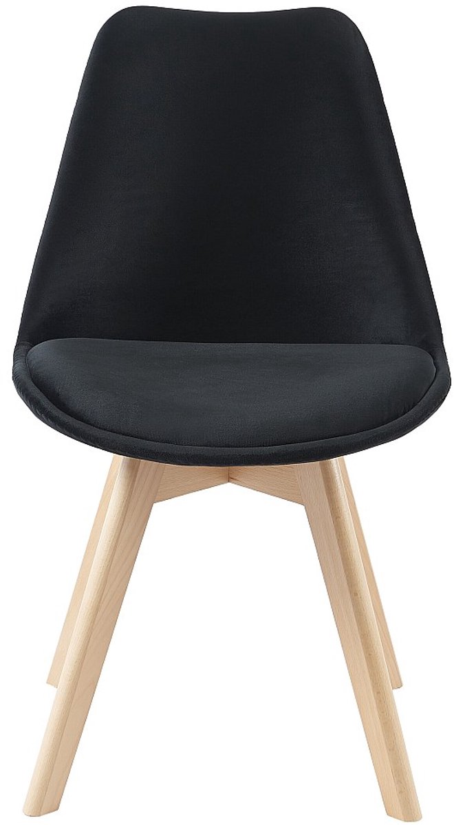 Vente-unique Set van 2 stoelen in fluweel en beuken - Zwart - JODY