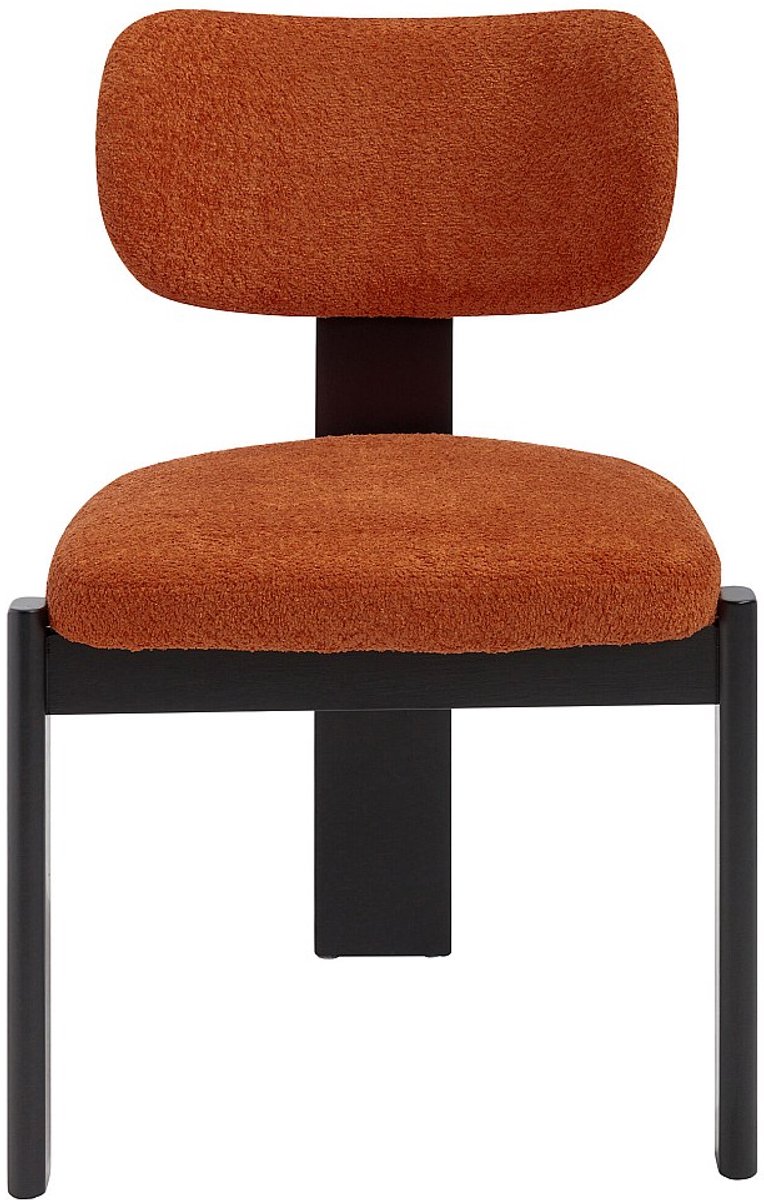 Vente-unique Set van 2 stoelen in boucléstof en zwart rubberhout - Terracotta - WILANA