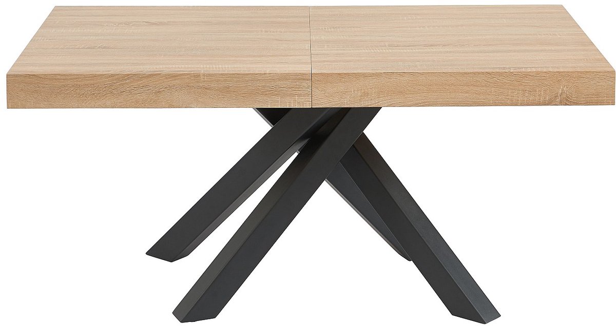 Vente-unique Uitschuifbare eettafel 6 tot 10 plaatsen van mdf en hevea - Naturel en zwart