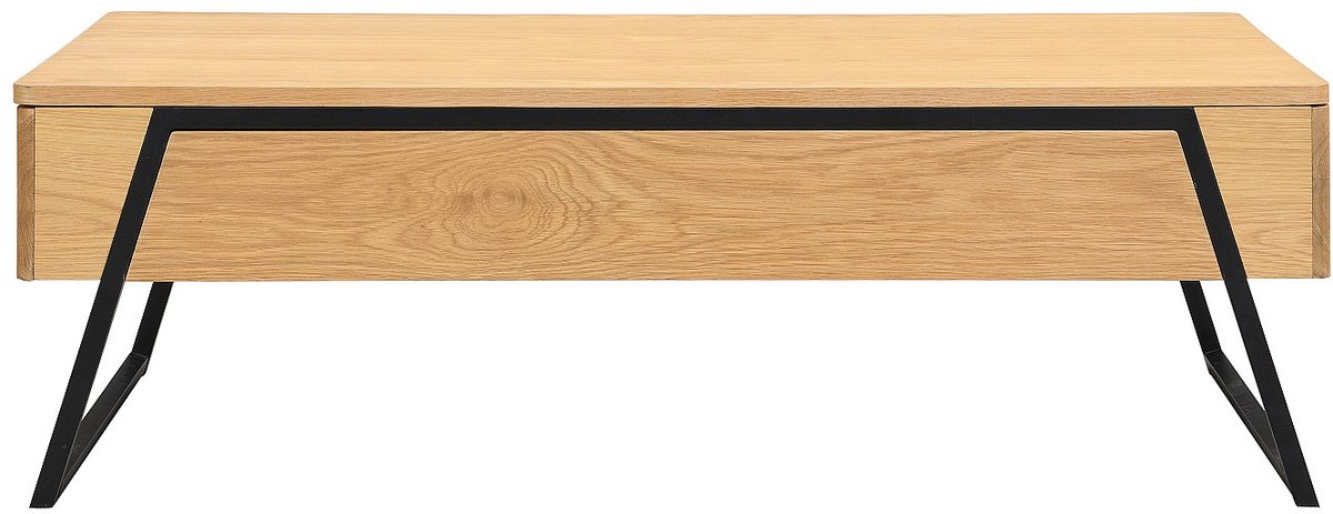 Vente-unique Salontafel met uitklapbaar tafelblad in eiken fineer - Naturel - EBENORA Natuurlijk licht