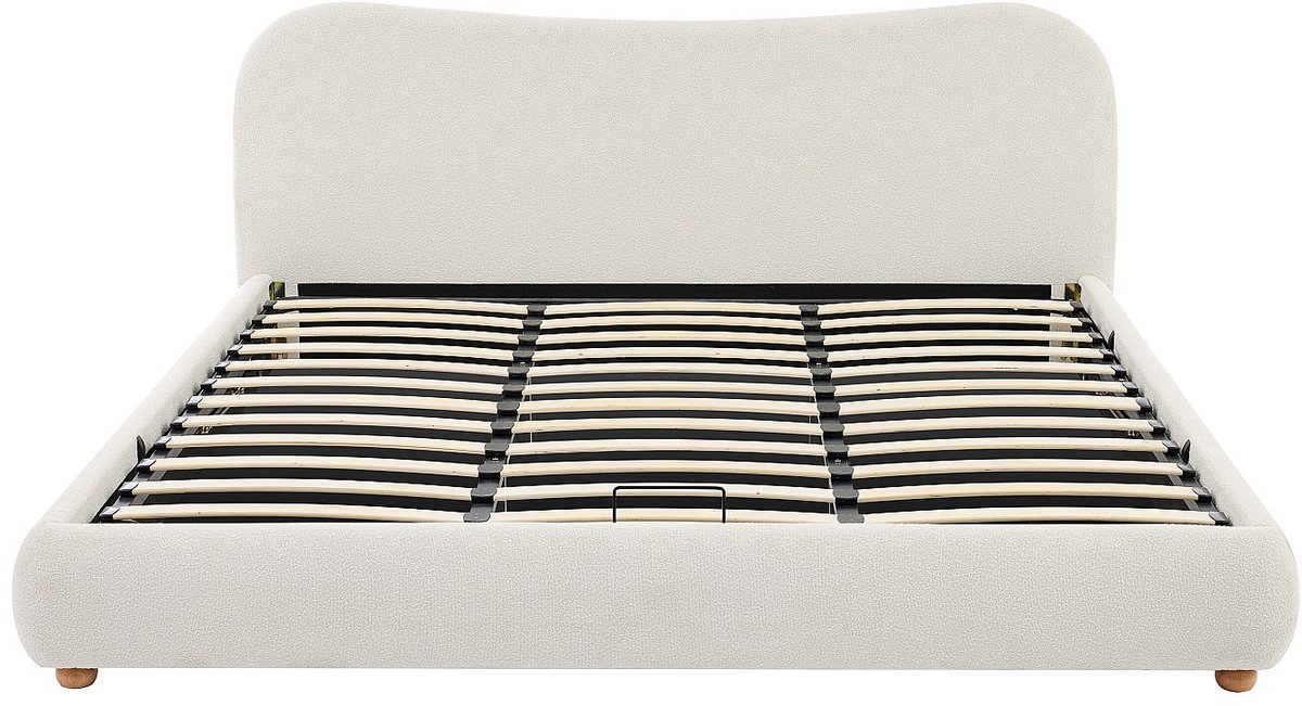 Vente-unique Bed met opbergruimte stof wit 180 x 200 cm (Super King Size Bed)