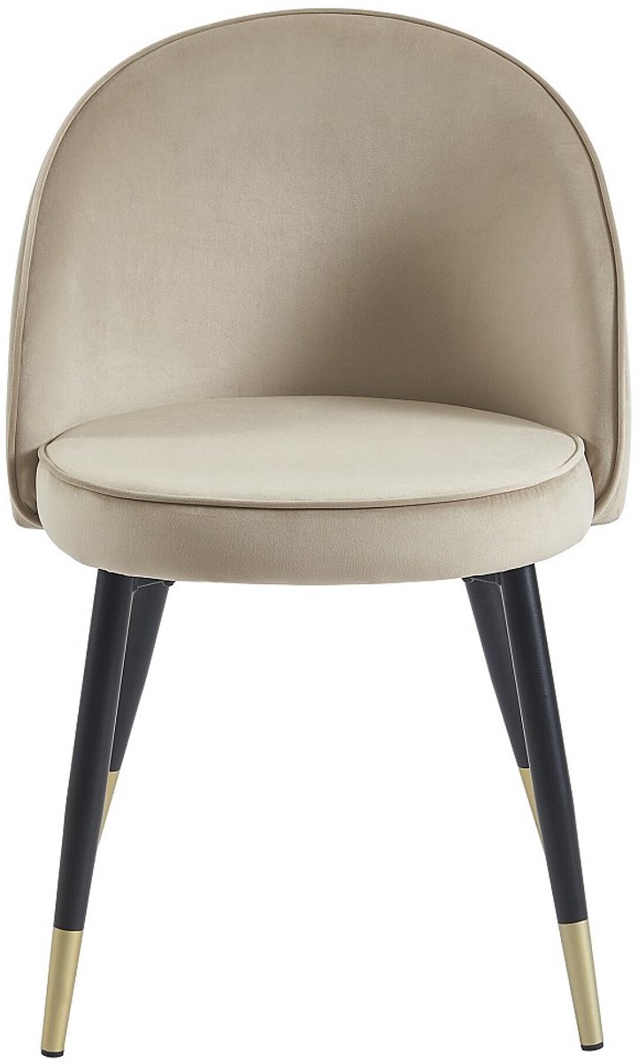 Vente-unique Set van 2 stoelen van fluweel en metaal - Beige - MAYLINA