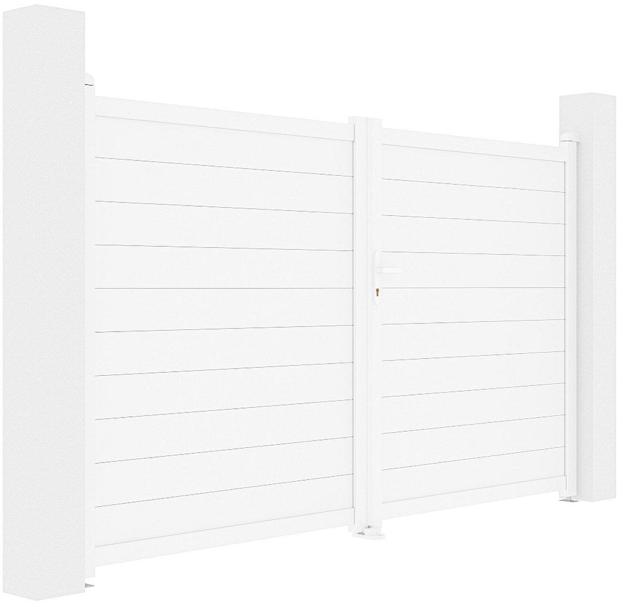Vente-unique Draaipoort van aluminium L305 x H180 cm wit - NAZARIO