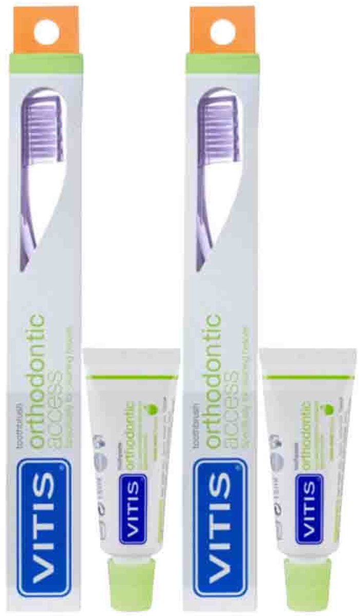Vitis Tandenborstel + Mini Tandpasta Orthodontic - 2 x - Voordeelverpakking